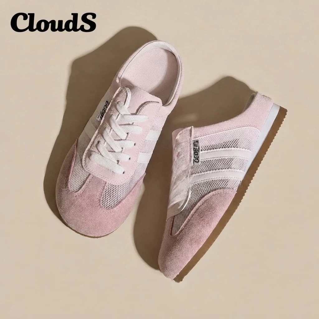 Giày Sục Đạp Gót Nữ Mule Sneaker GGOBK CloudS Vải Lưới Thoáng Khí, Êm Chân, Thời Trang – Màu Hồng Rose