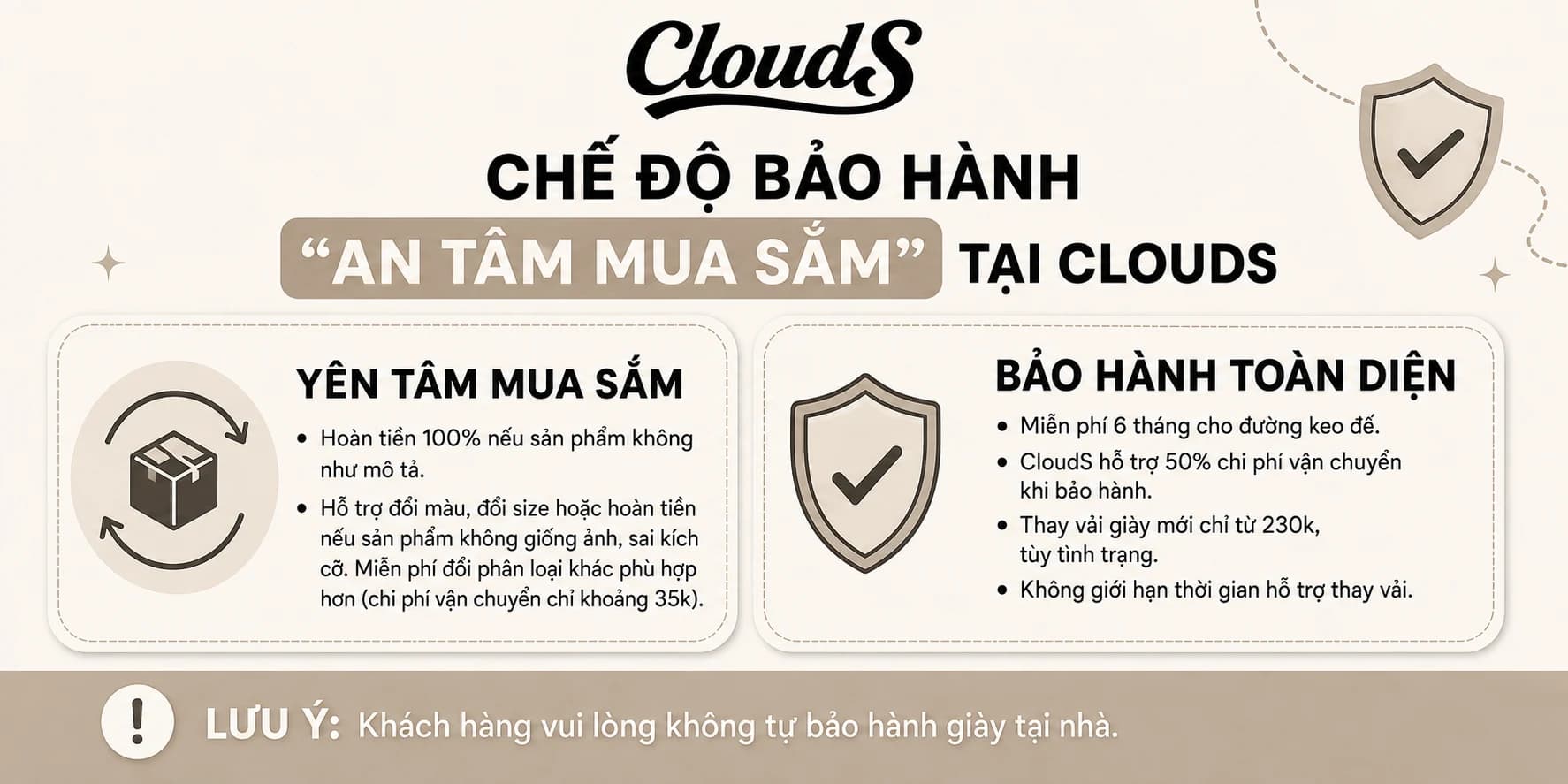 Chế độ bảo hành An Tâm Mua Sắm tại CloudS